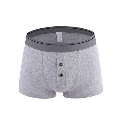 Factory Directly Waistband Knit Boxers Solid Color Breathable Organic Cotton Covered Men's Underwear With Button